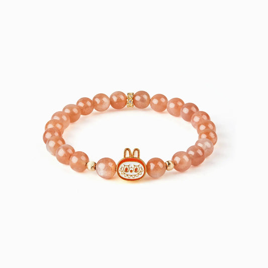 Labubu Orange Moonstone Bracelet – Sunset Bloom