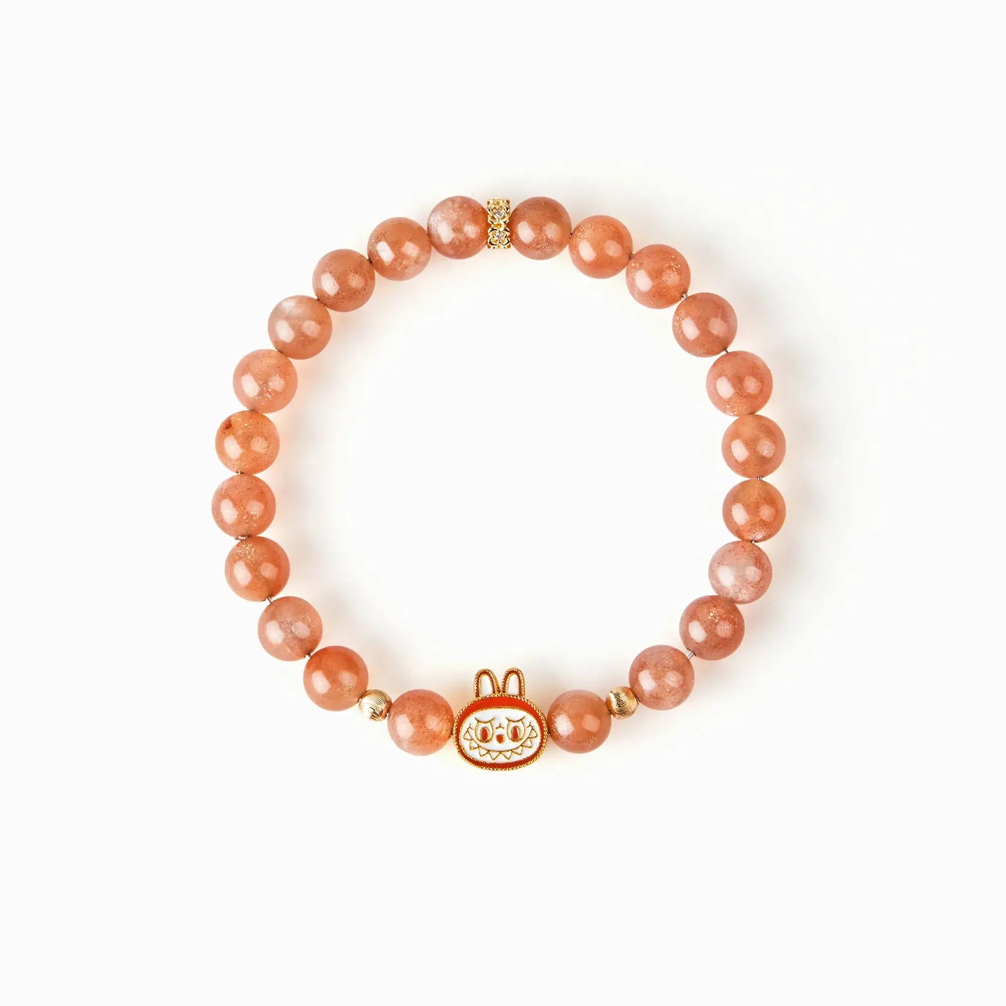 Labubu Orange Moonstone Bracelet – Sunset Bloom