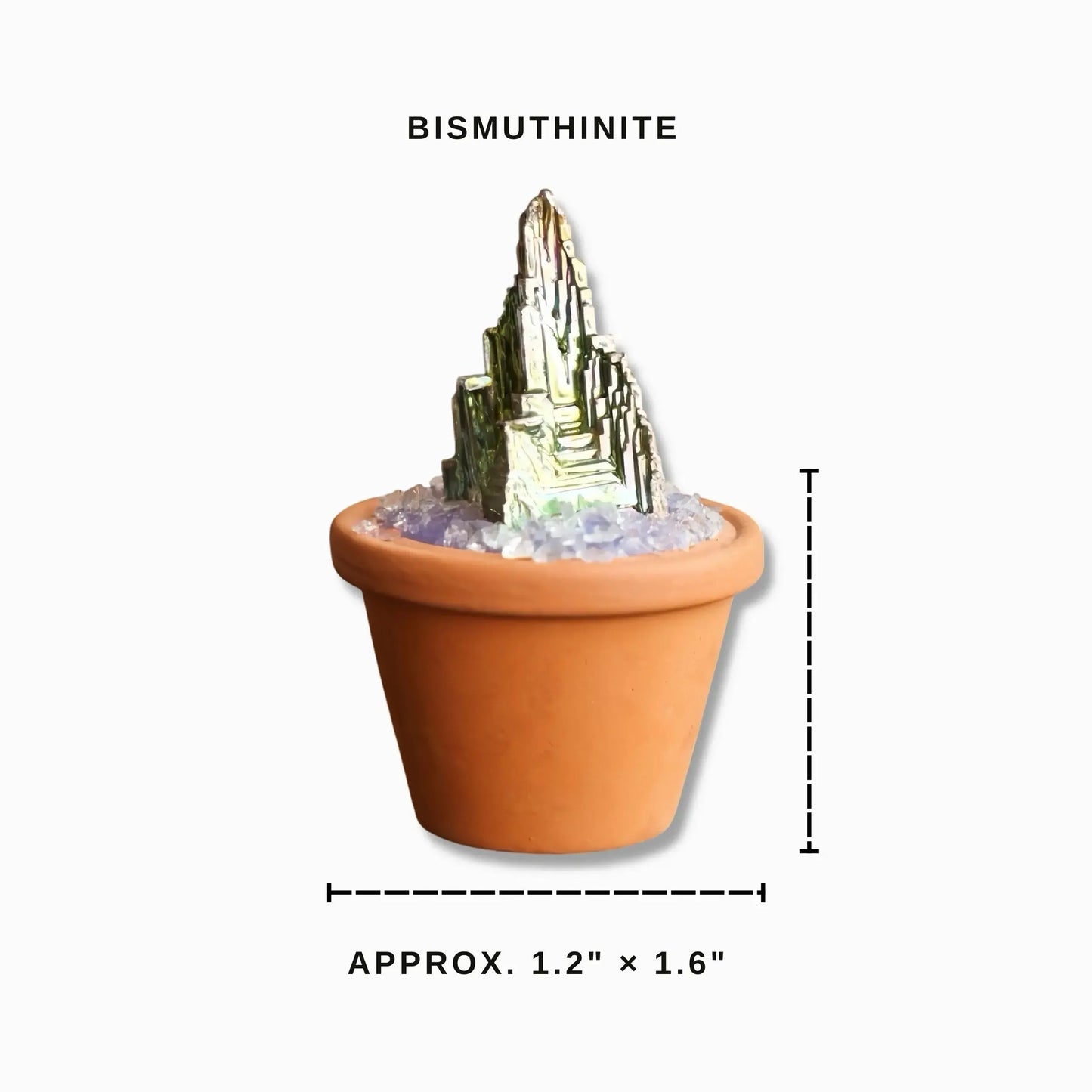 Mini Bismuthinite Cluster Plant – Handmade Spiritual Gift & Desk Decor
