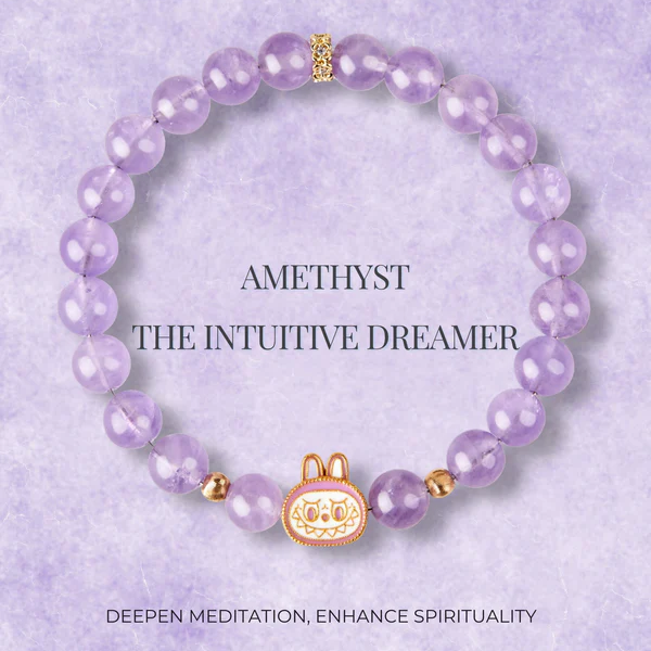 Labubu Lavender Amethyst Bracelet – Dreamy Aura