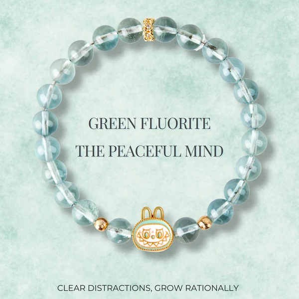 Labubu Green Fluorite Bracelet – Spring Whisper