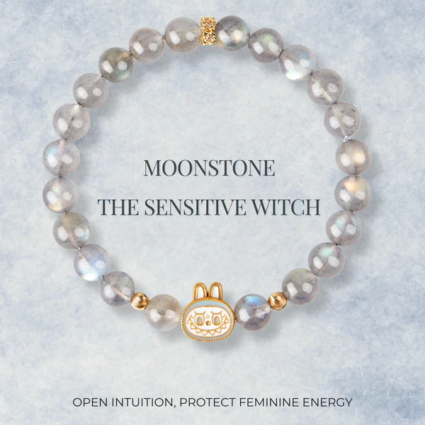 Labubu Gray Moonstone Bracelet – Moonveil Spirit