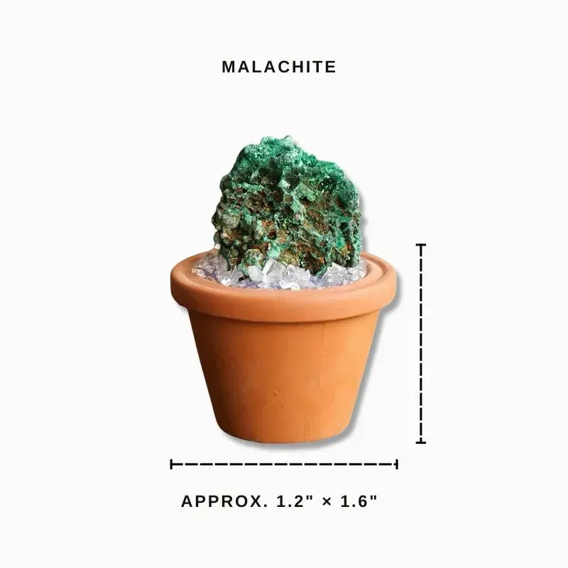 Mini Malachite Cluster Plant – Handmade Spiritual Gift & Desk Decor