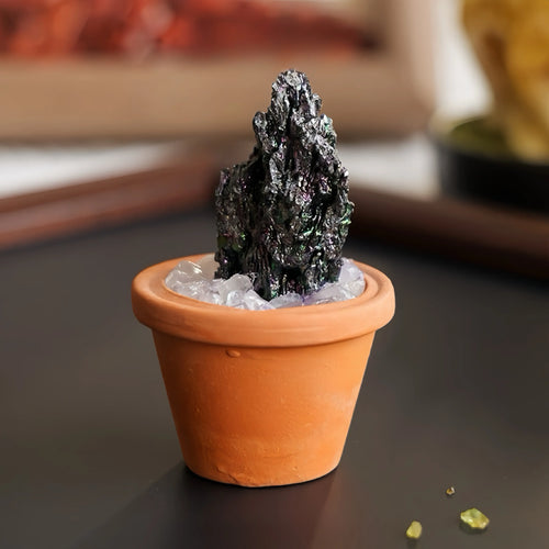 Mini Rainbow Stone Cluster Plant – Handmade Spiritual Gift & Desk Decor