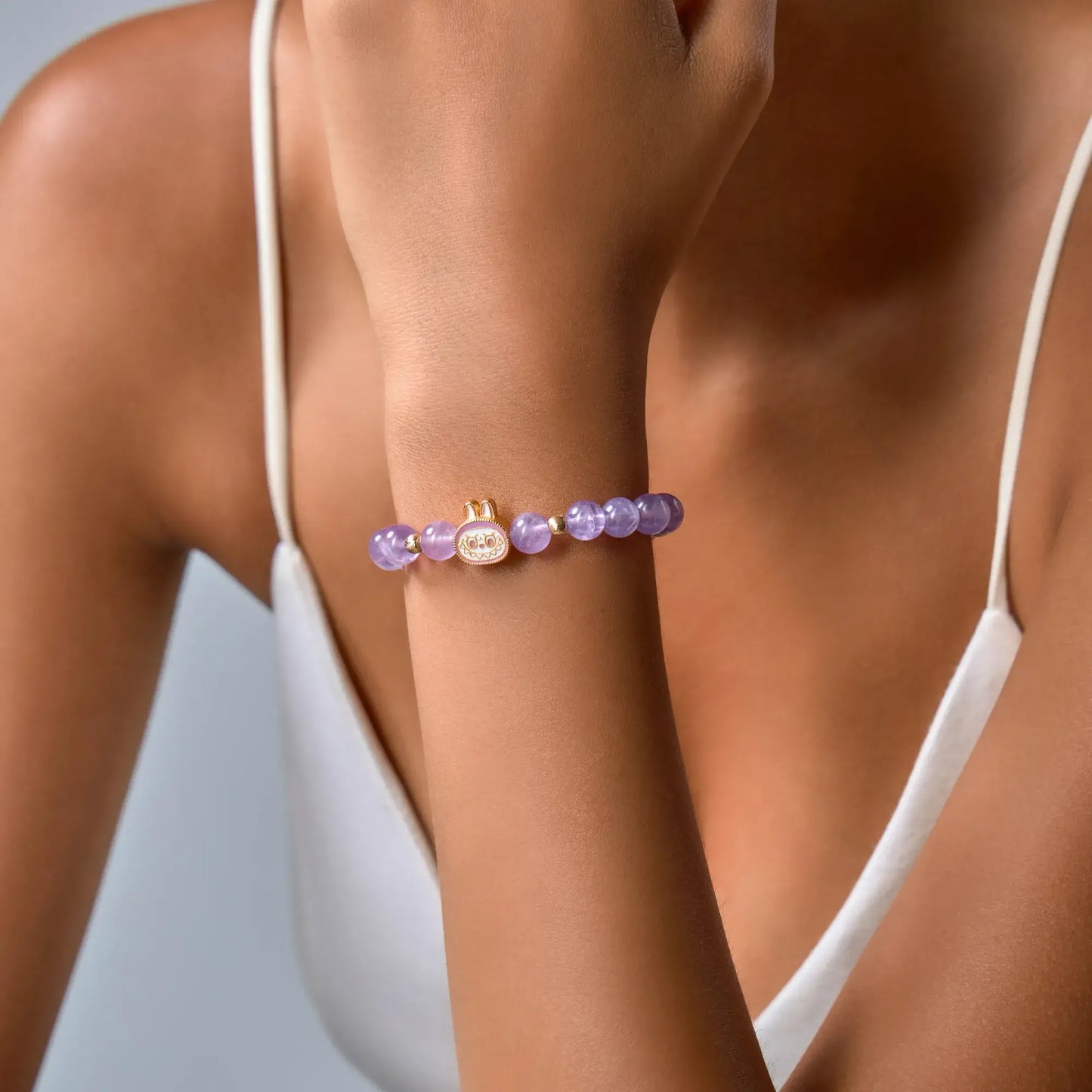 Labubu Lavender Amethyst Bracelet – Dreamy Aura