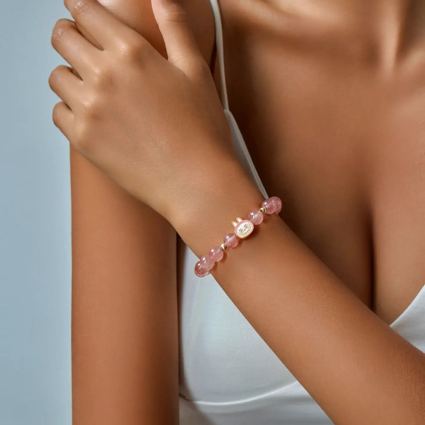 Labubu Strawberry Quartz Bracelet –Love Sprite