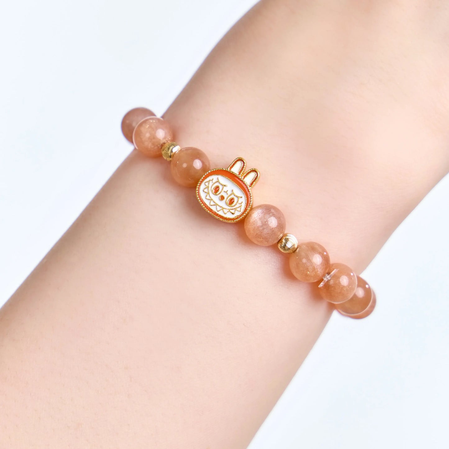 Labubu Orange Moonstone Bracelet – Sunset Bloom