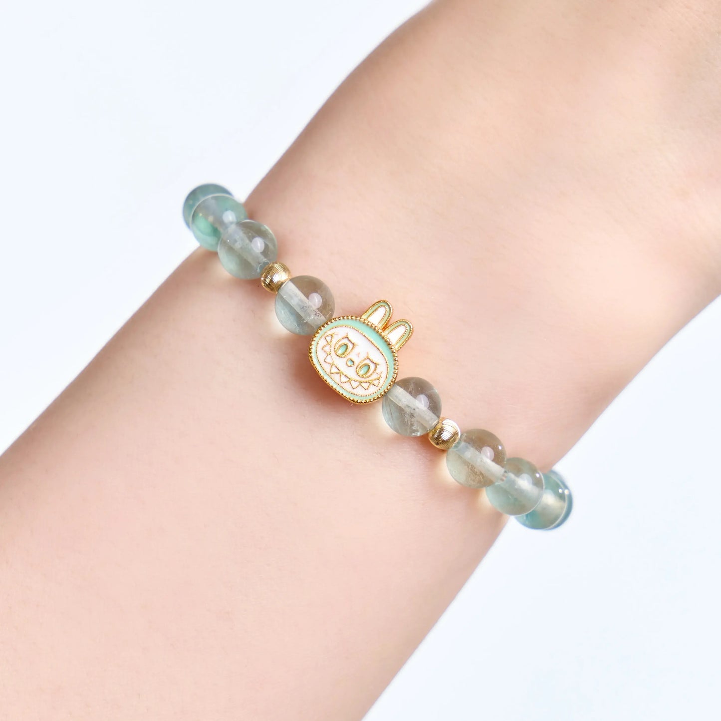 Labubu Green Fluorite Bracelet – Spring Whisper