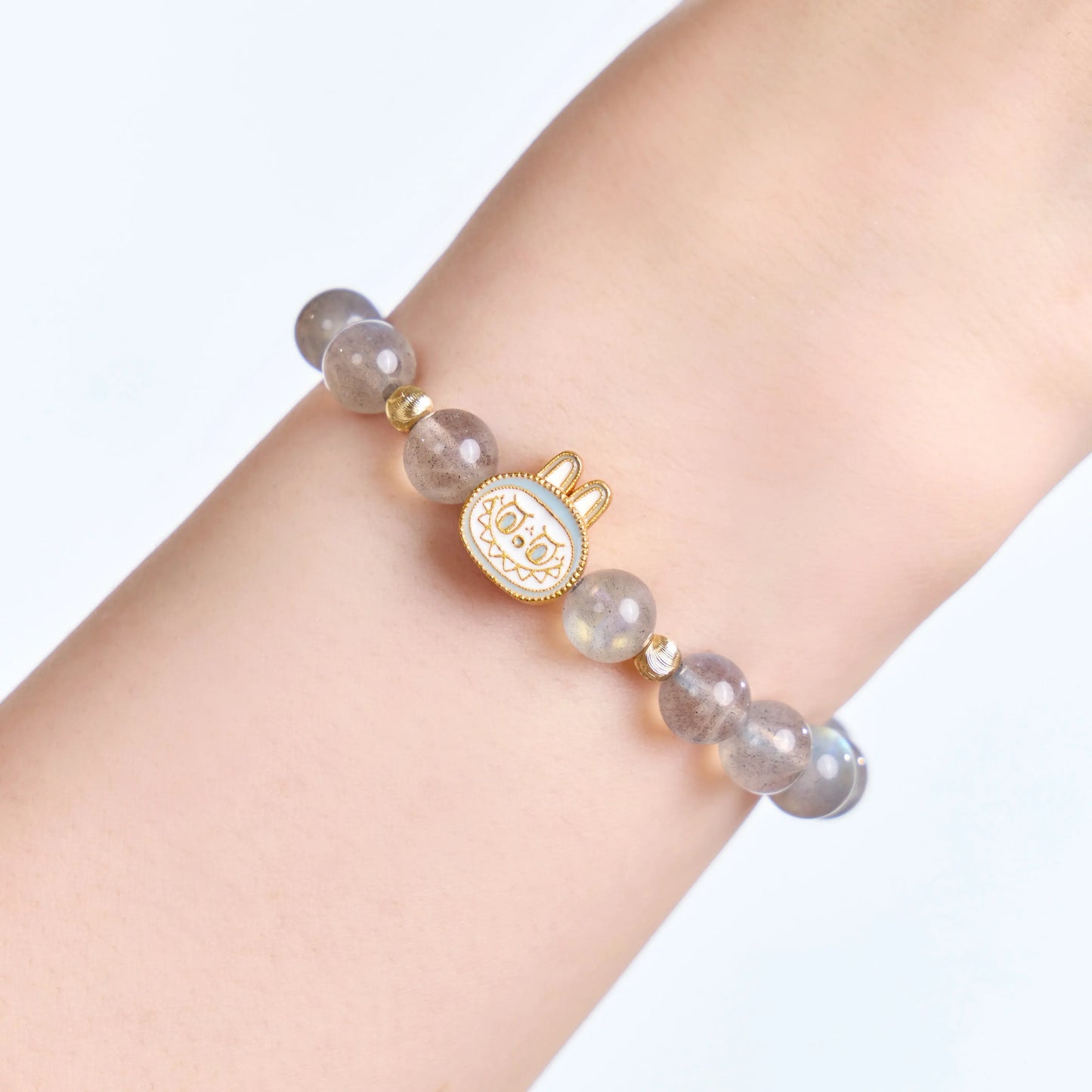 Labubu Gray Moonstone Bracelet – Moonveil Spirit