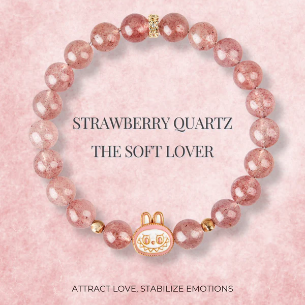 Labubu Strawberry Quartz Bracelet –Love Sprite