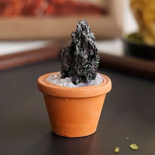 Mini Rainbow Stone Cluster Plant – Handmade Spiritual Gift & Desk Decor