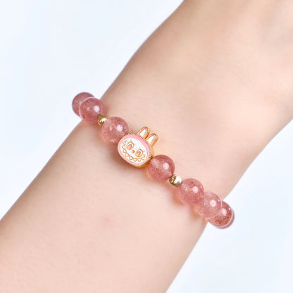 Labubu Strawberry Quartz Bracelet –Love Sprite