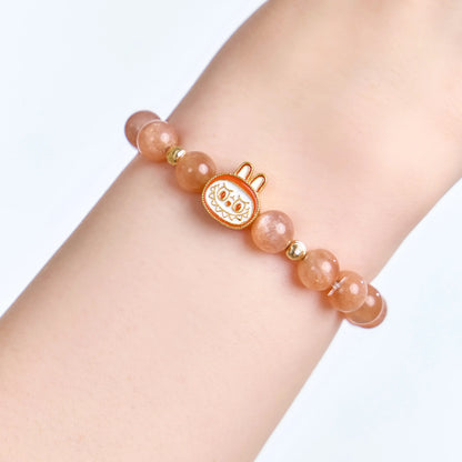 Labubu Orange Moonstone Bracelet – Sunset Bloom